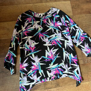 Women's CHAUS new york Black Multicolor Tunic Top S